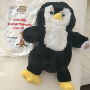 Black & White Plush Penguin with Yellow Beak and Feet